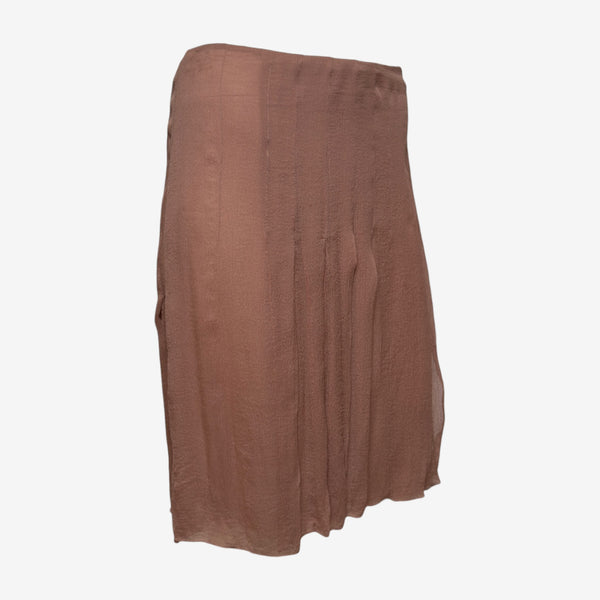 Prada 2000s Dusty Rose Panelled Crinkle Midi Skirt
