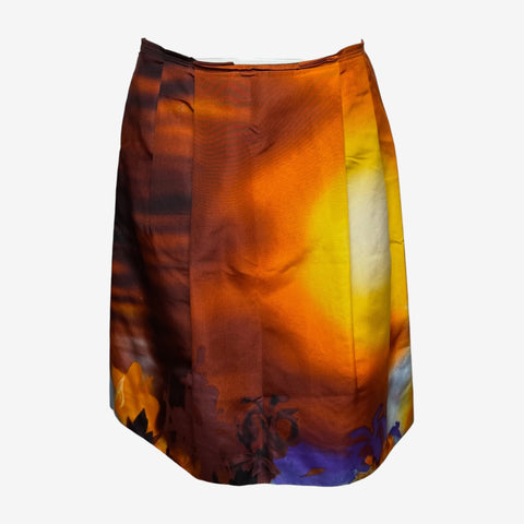 Prada F/W 2004 Amber Floral-Print Panelled Midi Skirt