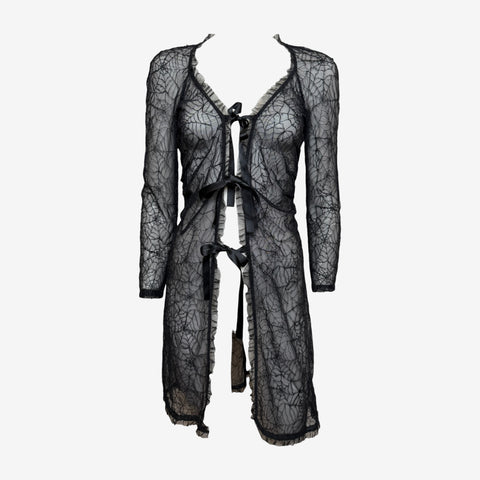 Lolita Lempicka F/W 1995 Black Sheer Cobweb Lace Midi Dress
