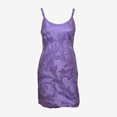 Gianni Versace F/W 2001 Purple Baroque-Print Slip Mini Dress