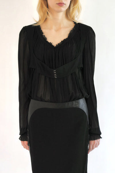 Alexander McQueen F/W 2004 Black Silk Blouse