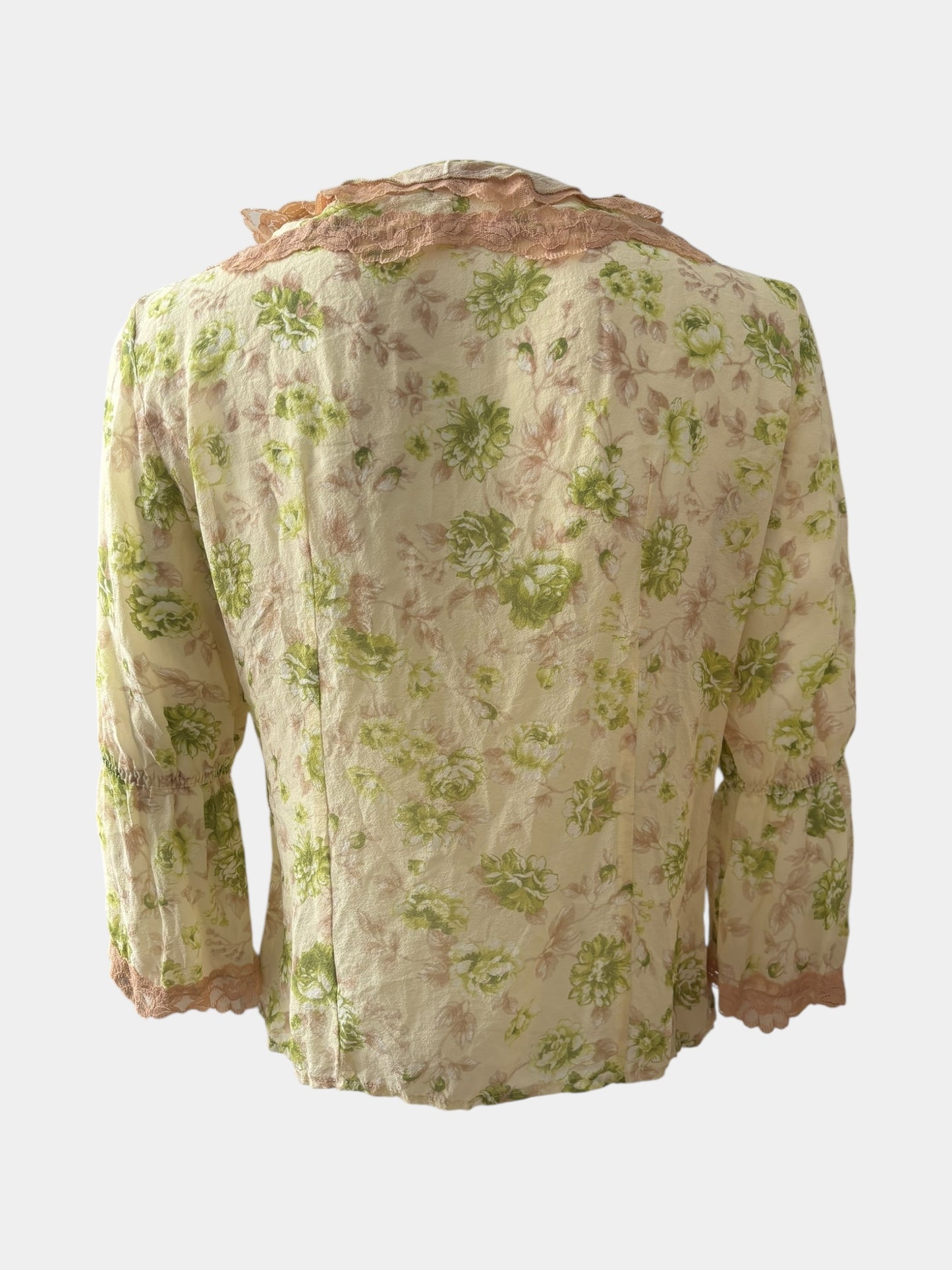 Alexander McQueen 90s Silk Flowers Ruffled Shirt