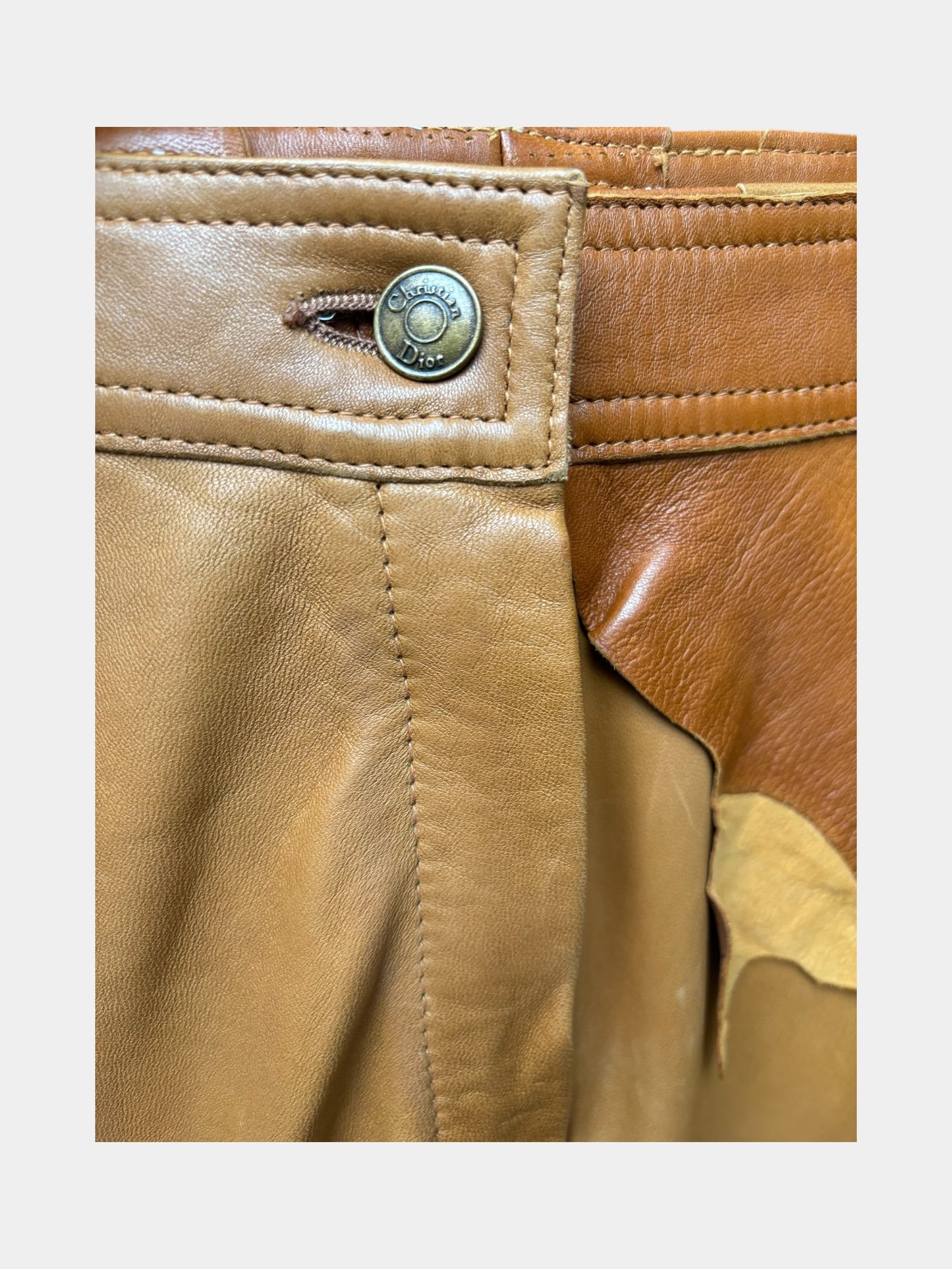 Christian Dior FW01 John Galliano Prototype Runway Patchwork Flared Leather Pants
