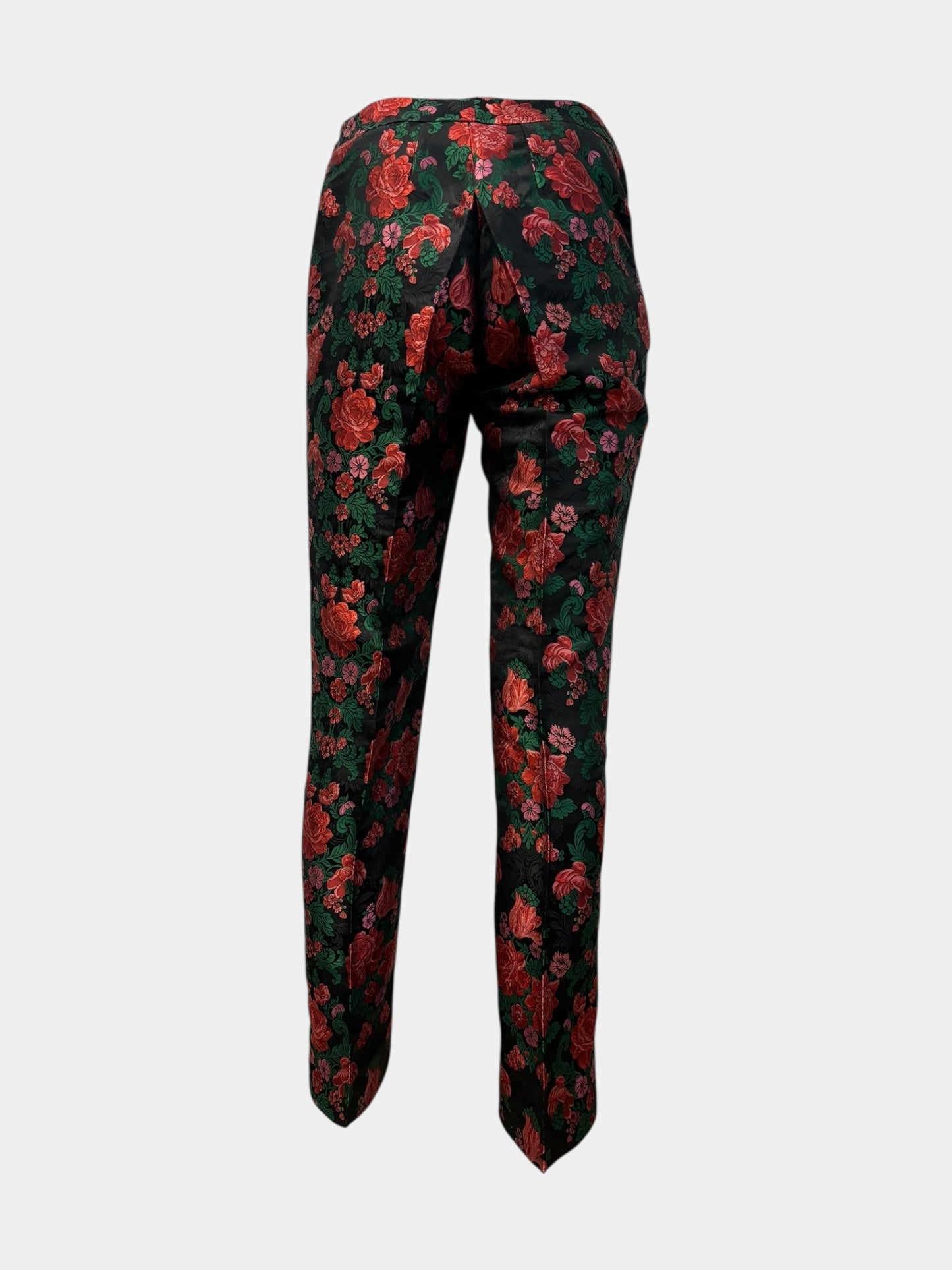 Dolce Gabbana FW97 Rose Printed Jacquard Slim Tailored Pants
