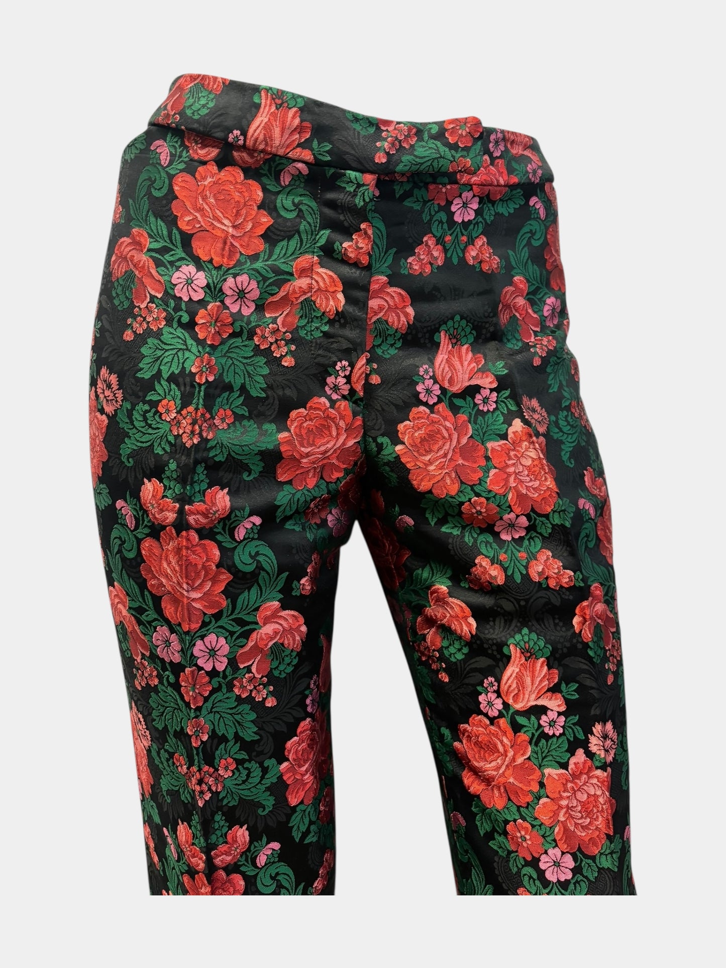 Dolce Gabbana FW97 Rose Printed Jacquard Slim Tailored Pants