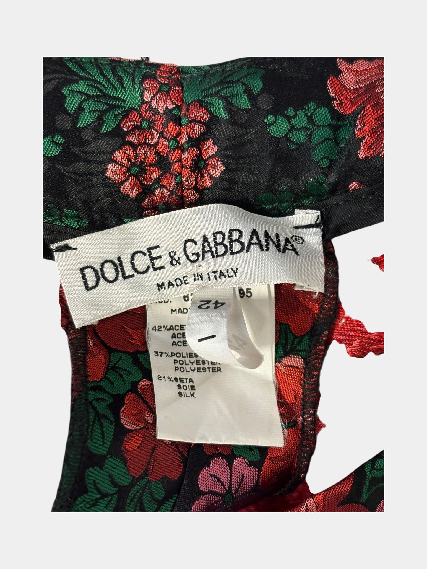 Dolce Gabbana FW97 Rose Printed Jacquard Slim Tailored Pants