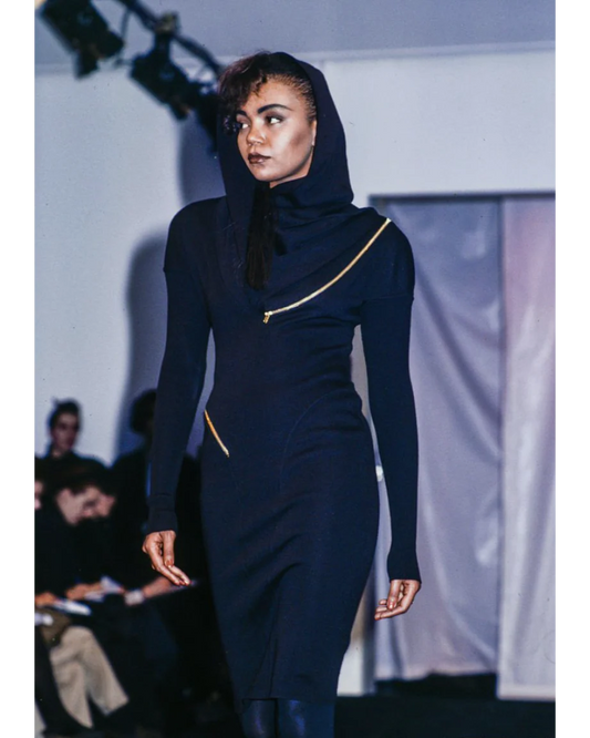 Documented Alaïa Fall 1986 Hooded Zipped Knit Dress