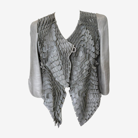 Giorgio Armani S/S 2013 Woven Leather Strip Jacket