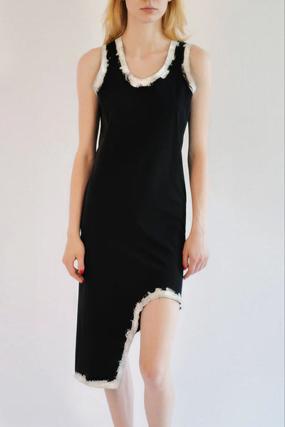 Comme Des Garçons S/S 1992 Black Hand-Painted Asymmetric Hem Sleeveless Dress