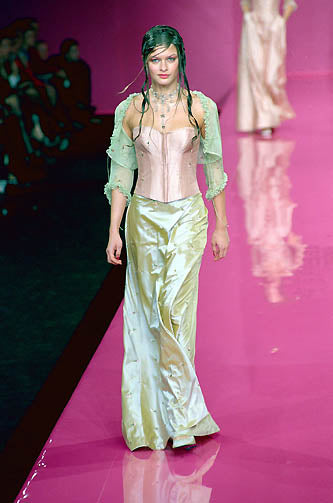 Lolita Lempicka S/S 2000 Embroidered Silk Corset and Maxi Skirt Ensemble