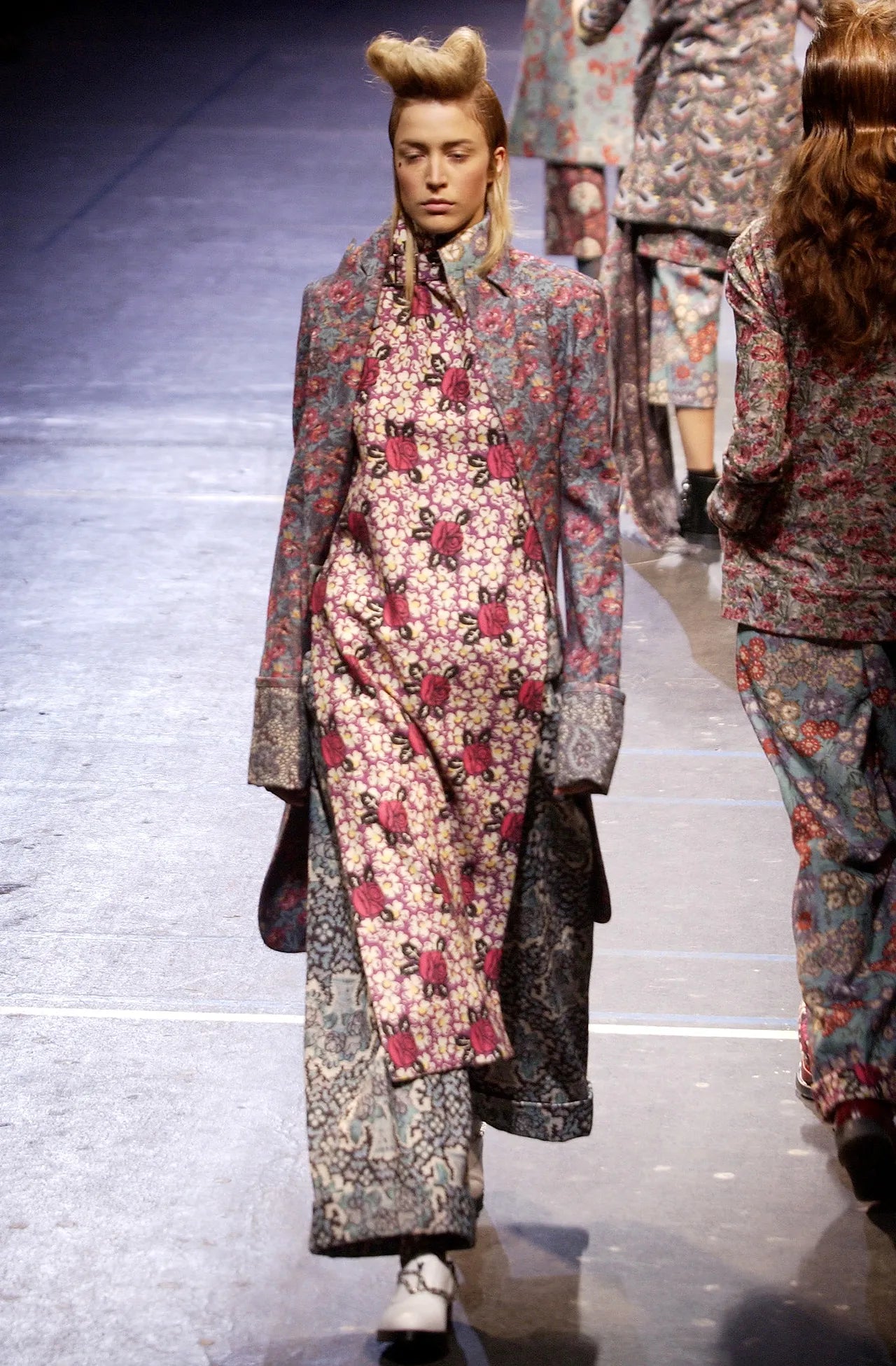 Yohji Yamamoto Fall 2004 Floral Brocade Asymmetrical Tunic