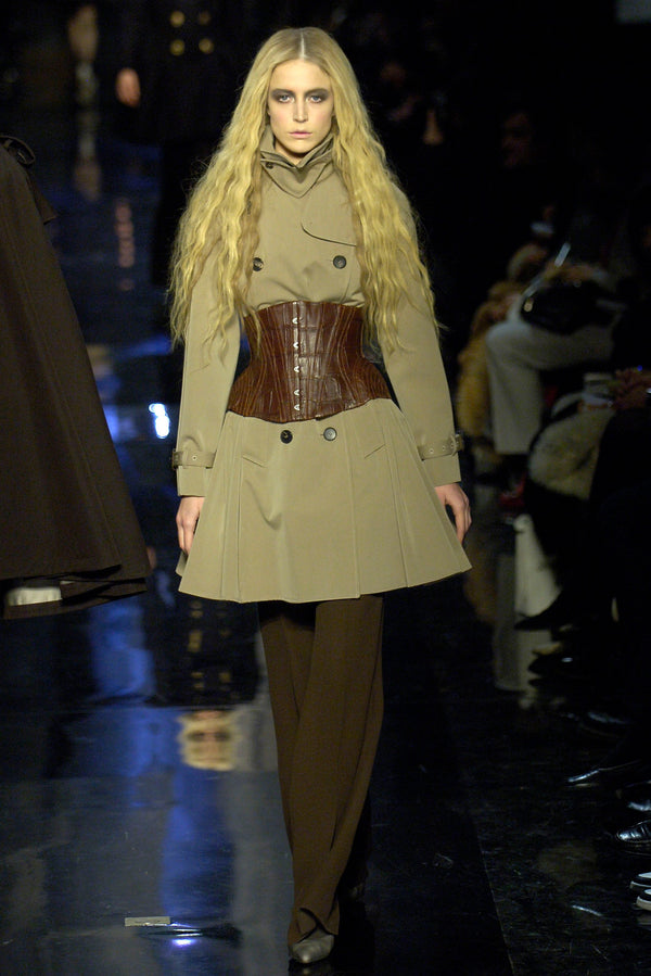 Jean Paul Gaultier F/W 2006 Dark Brown Leather Scalloped Fringed Corset