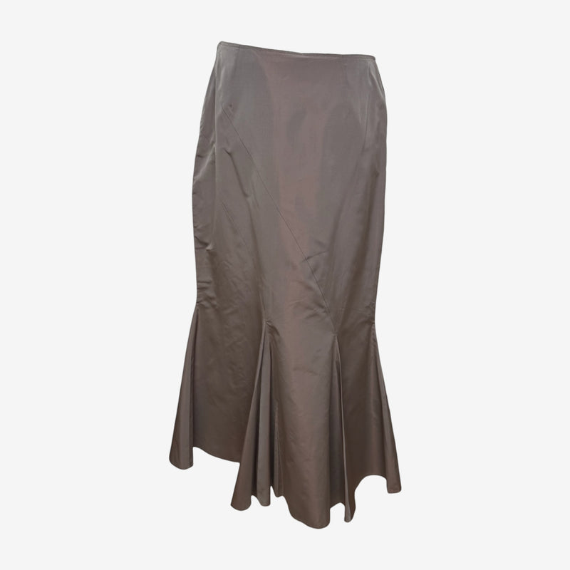 Blumarine 2000s Taupe Bias-Panelled Mermaid Midi Skirt