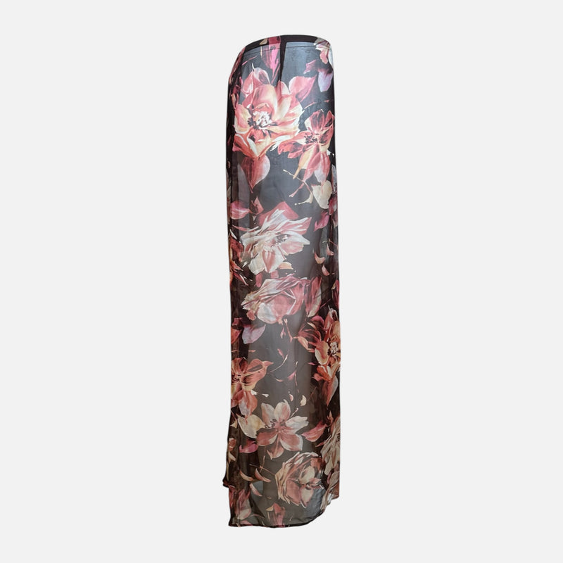 Dolce & Gabbana S/S 1997 Dark Floral Sheer Maxi Skirt
