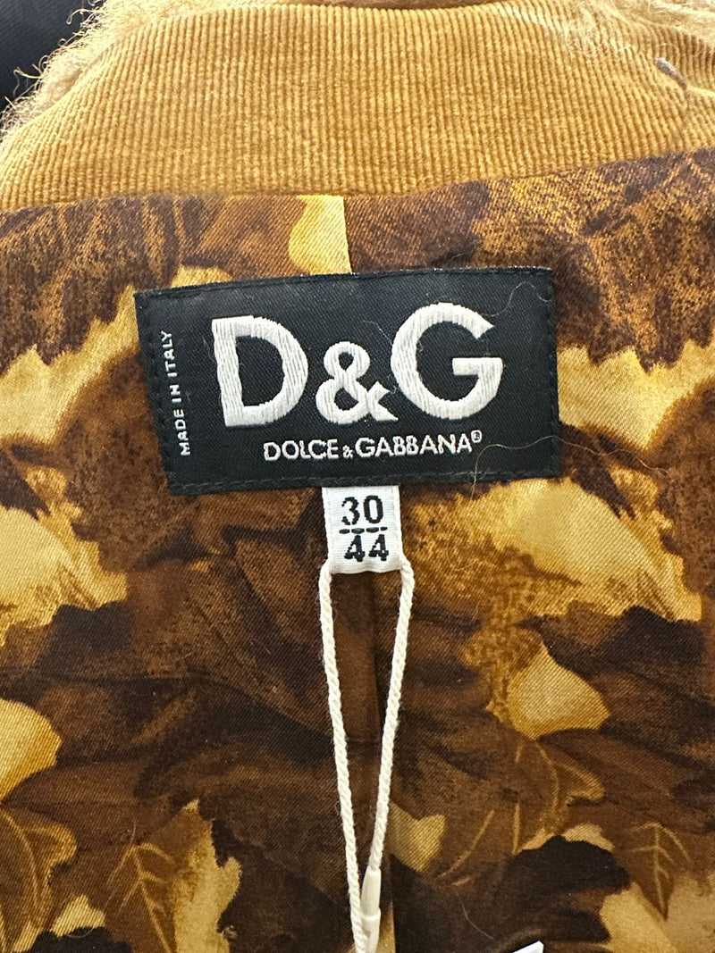 Camel shearling coat by Dolce & Gabbana, interior shearling lining and construction detail