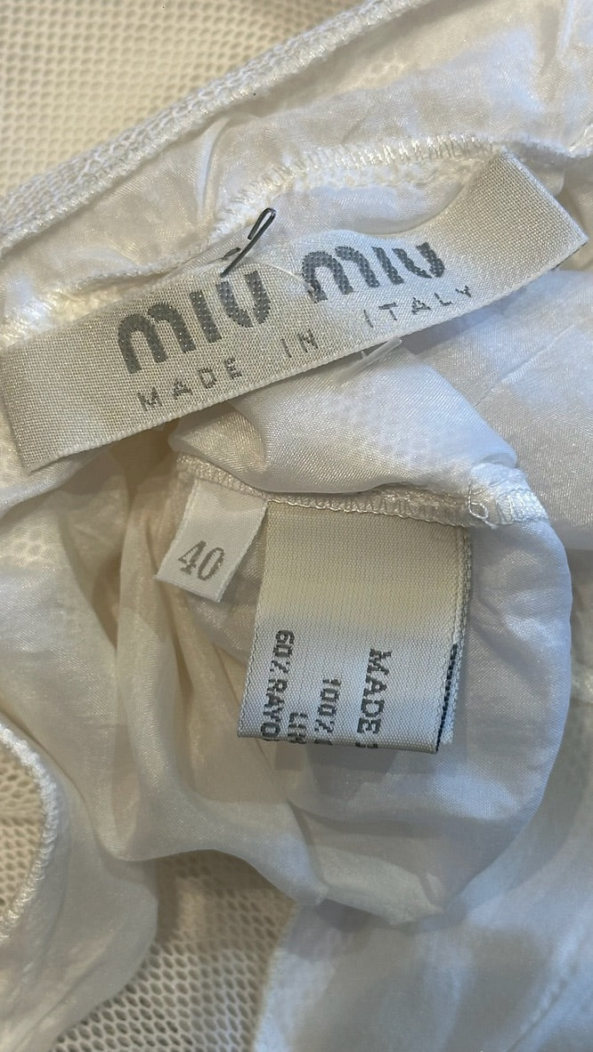 Miu Miu F/W 1999 White Sheer Mesh Bodycon Midi Dress
