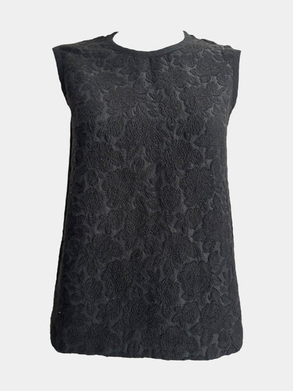 Comme Des Garcons Tricot SS07 Jacquard Embroidery Black Tunic Top