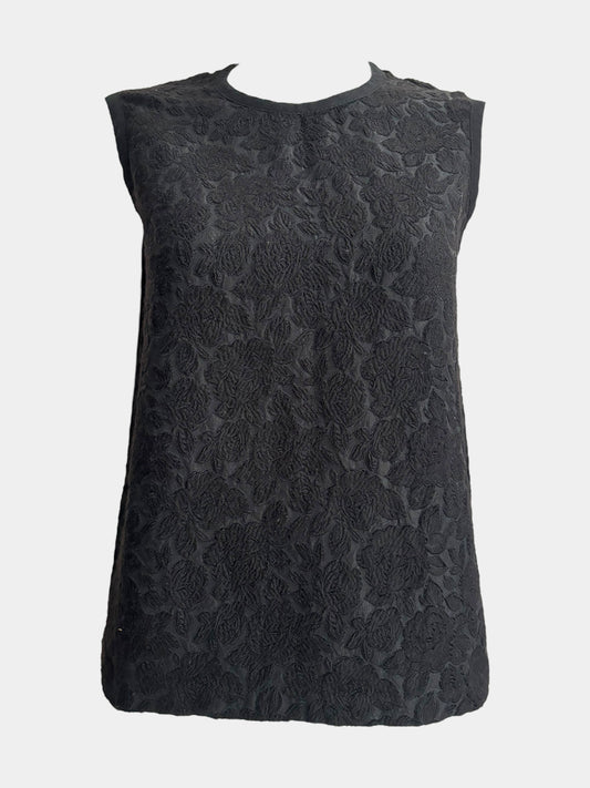 Comme Des Garcons Tricot SS07 Jacquard Embroidery Black Tunic Top