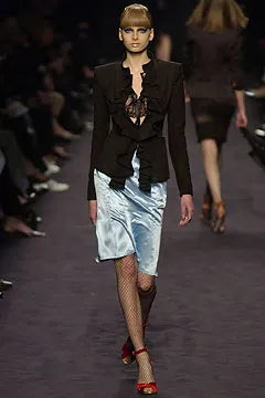 Yves Saint Laurent by Tom Ford Fall 2003 Green Silk Midi Skirt