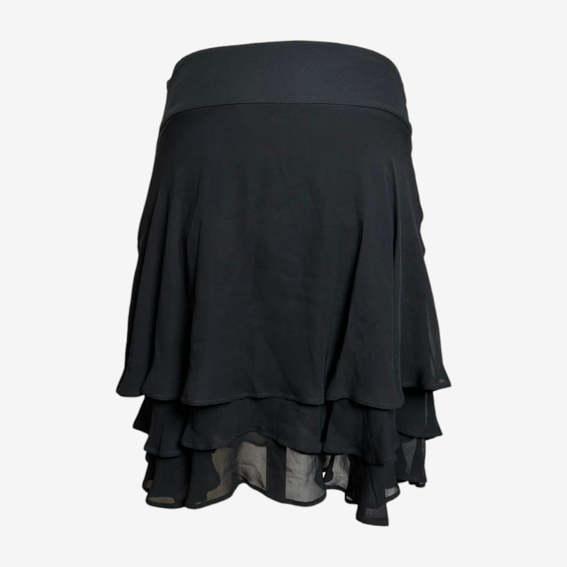 Black silk chiffon tiered skirt by Dolce & Gabbana, fitted yoke waistband