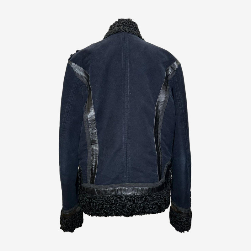 Gucci jacket detail, black shearling lining at collar and cuffs