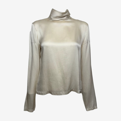 Yves Saint Laurent by Tom Ford Silk High Necked Top 2000s Satin Turtleneck Blouse