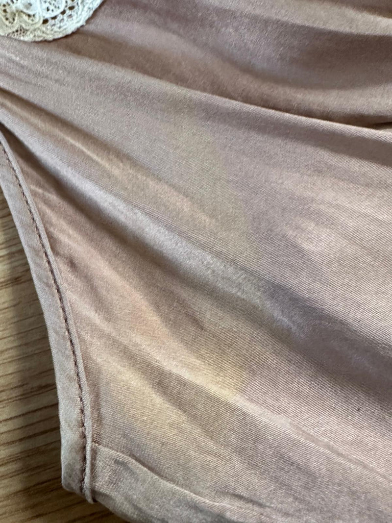Roberto Cavalli S/S 2006 Dusty Rose Satin Lace-Trimmed Ruffled Slip Dress