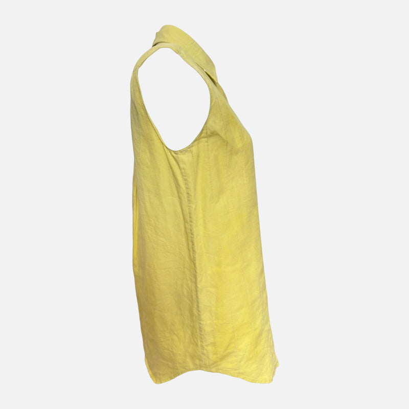Hermès by Martin Margiela S/S 2001 Yellow Linen Pintucked Sleeveless Shirt Dress