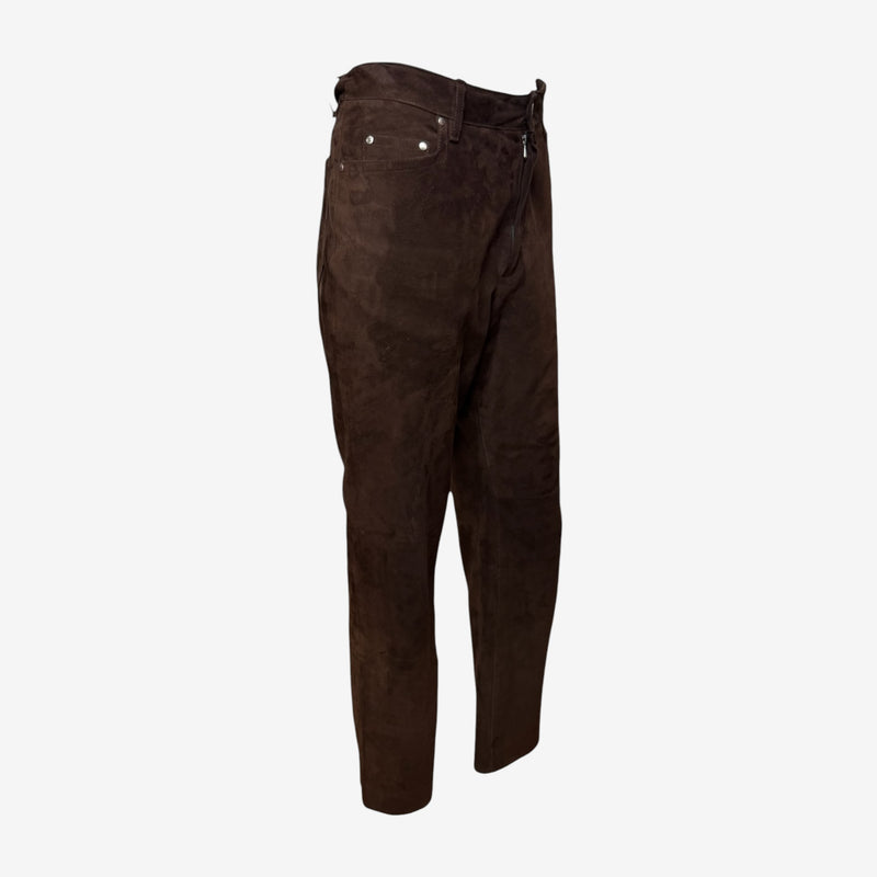 Hermès by Martin Margiela S/S 2001 Brown Suede Straight-Leg Trousers