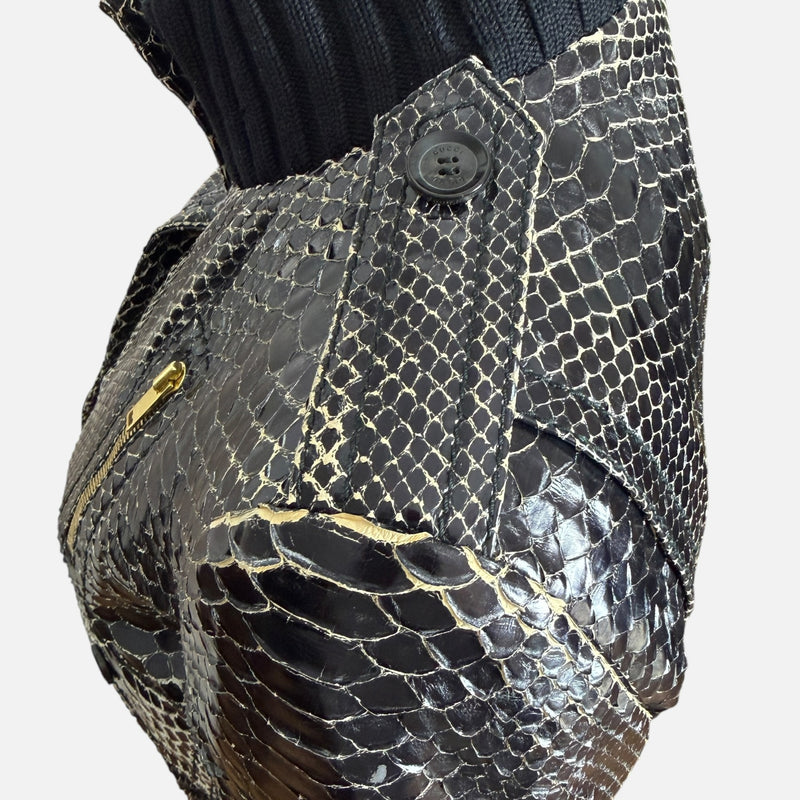 Gucci S/S 2009 Black Python Snakeskin Cropped Bomber Jacket