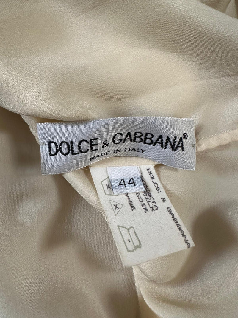Dolce & Gabbana S/S 1995 Champagne Satin Lace-Appliqué Camisole Top