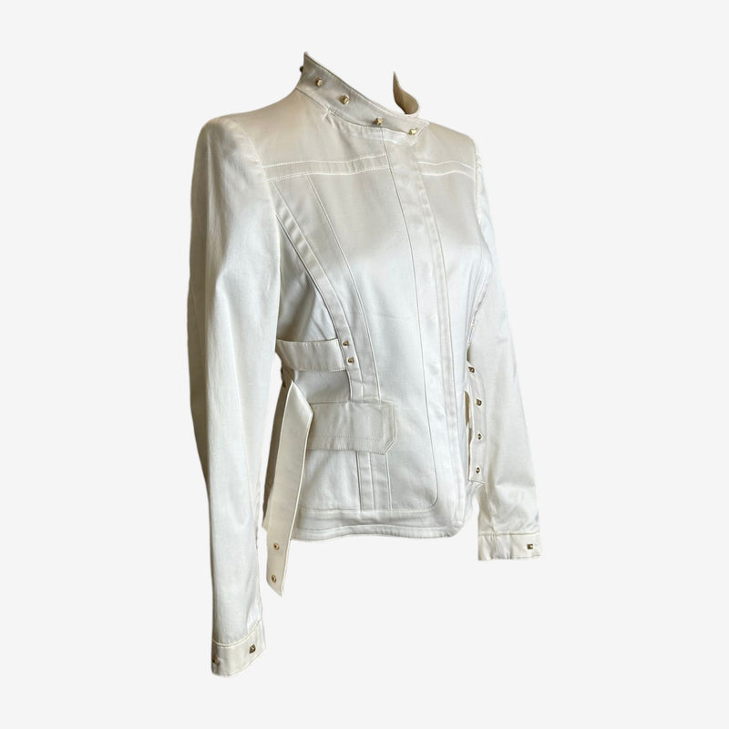 Gucci military jacket sleeve detail with buttoned cuff and metal studs