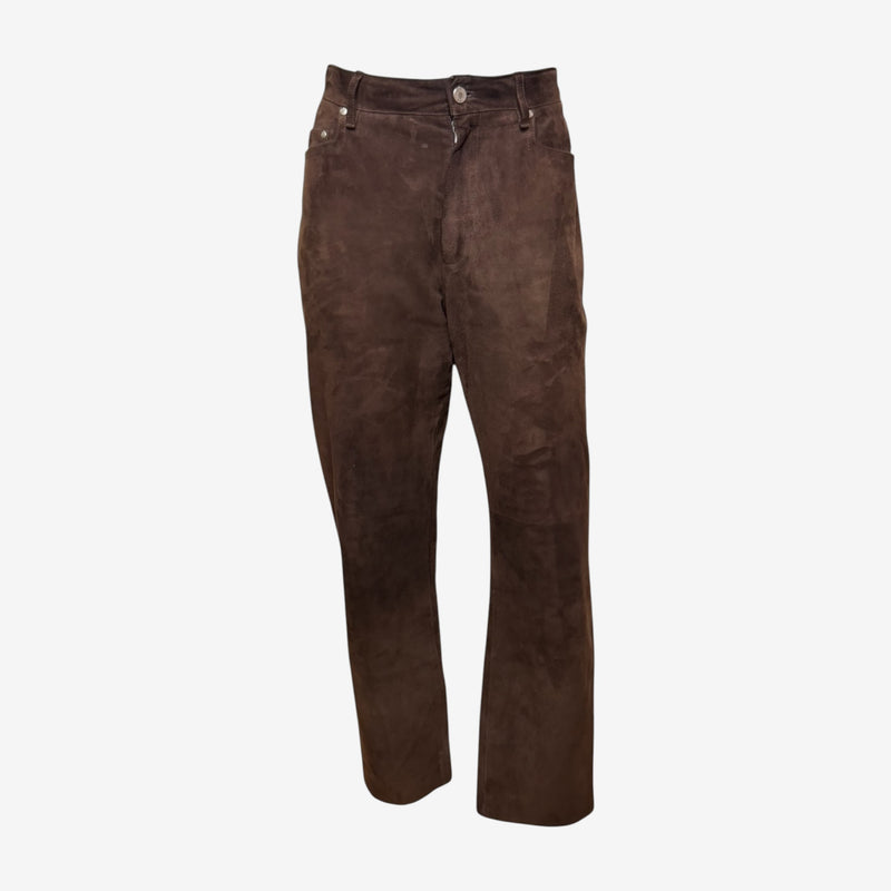 Hermès by Martin Margiela S/S 2001 Brown Suede Straight-Leg Trousers