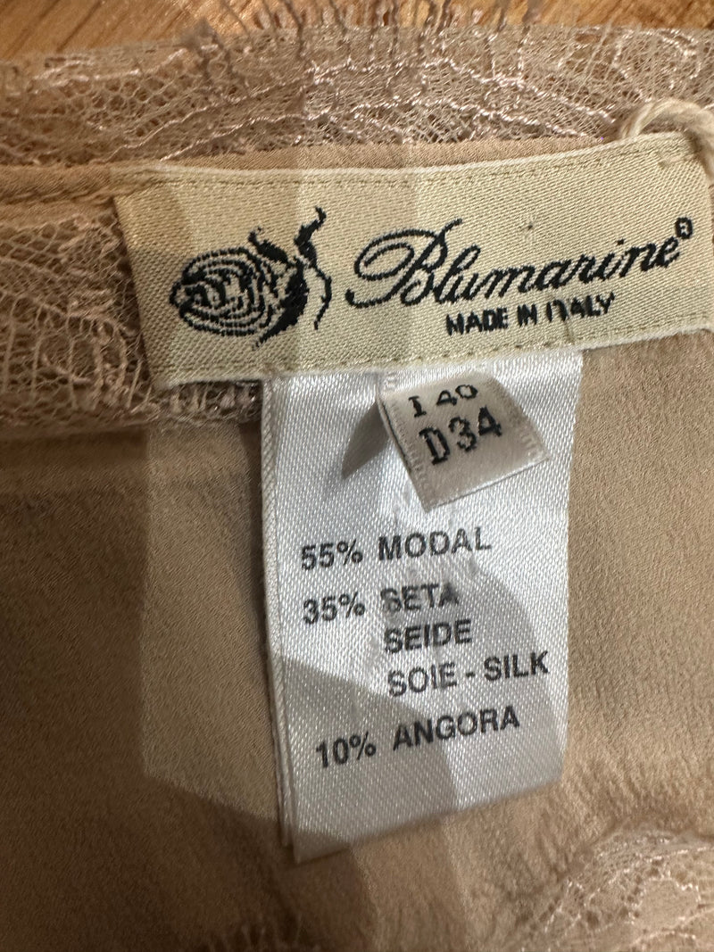 Blumarine S/S 2004 Ecru Hooded Lace And Satin-Ribbon Mini Dress Ensemble