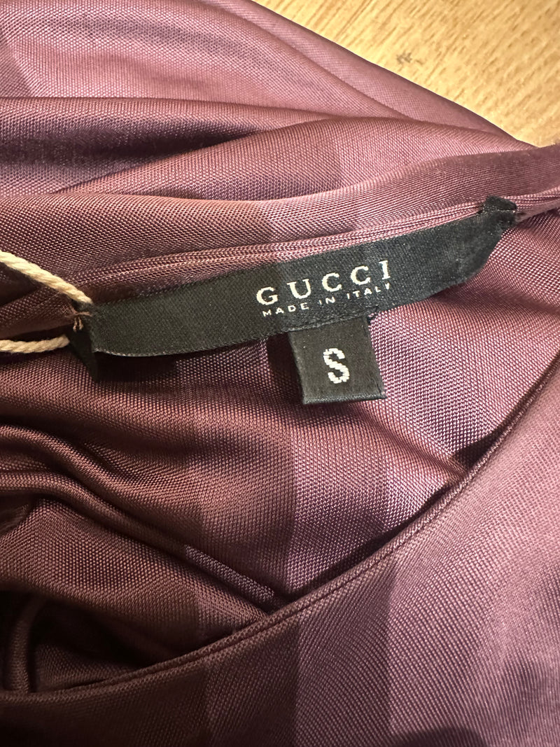 Gucci by Tom Ford F/W 2003 Mauve Ruched Keyhole Midi Dress
