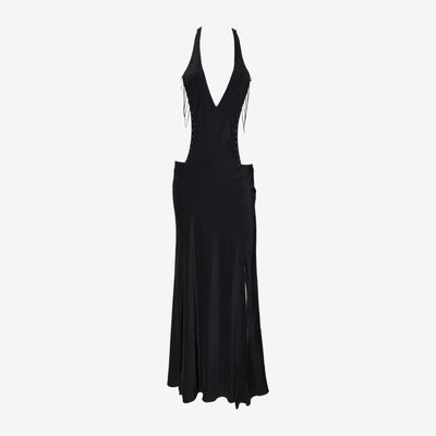 Gucci by Tom Ford F/W 2002 Silk Halter Neck Gown with Lace-Up Detailing
