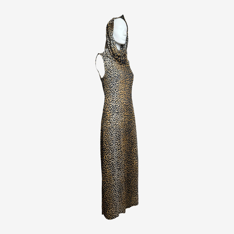 Dolce & Gabbana S/S 1996 hooded maxi dress, leopard print detail