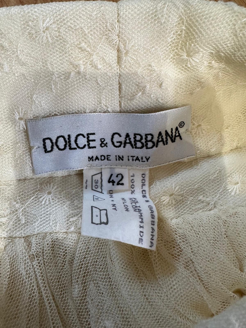 Dolce & Gabbana F/W 1993 Cream Lace Corset Bustier, Full-Length Skirt And Shawl Ensemble