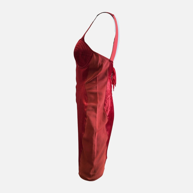 Jean Paul Gaultier S/S 1987 Red Satin Bustier-Bodice Lace-Up Mini Dress
