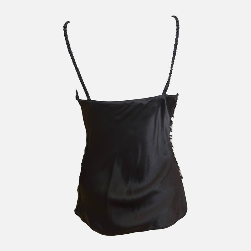 Class Roberto Cavalli Black Ruched Embroidered Crystal-Embellished Bustier Top