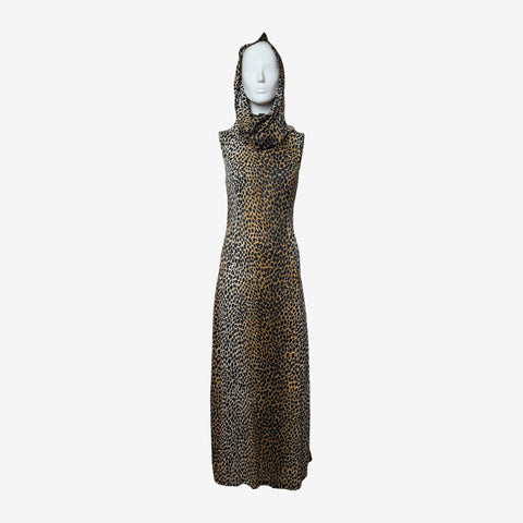 Dolce & Gabbana S/S 1996 Leopard Print Hooded Maxi Dress