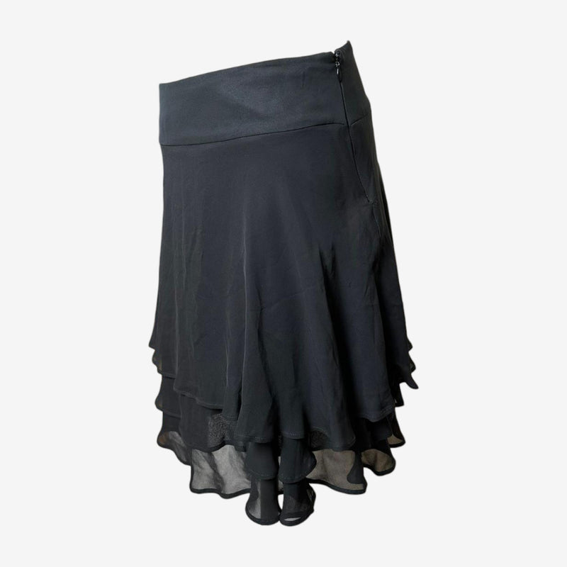 Black silk chiffon tiered skirt by Dolce & Gabbana, graduated ruffle layers