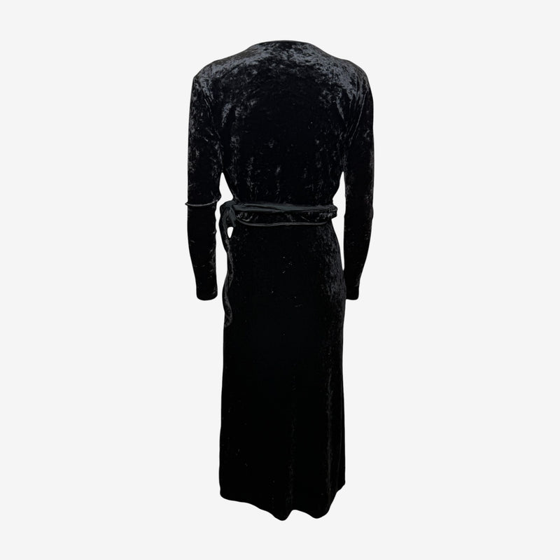 Yohji Yamamoto 1980s Black Crushed Velvet Wrap Two-Piece Dress