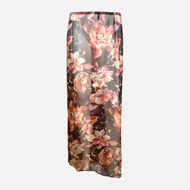 Dolce & Gabbana S/S 1997 Dark Floral Sheer Maxi Skirt