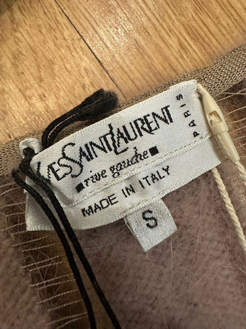 Pink mohair knit sweater by Tom Ford for Yves Saint Laurent, long sleeves and tapered fit