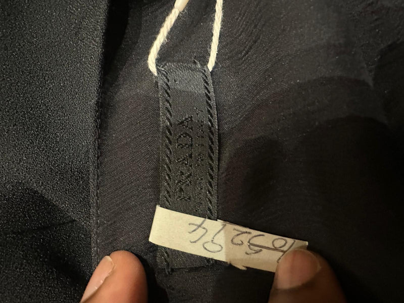 Prada F/W 2000 Black Ruffle-Trimmed Midi Dress