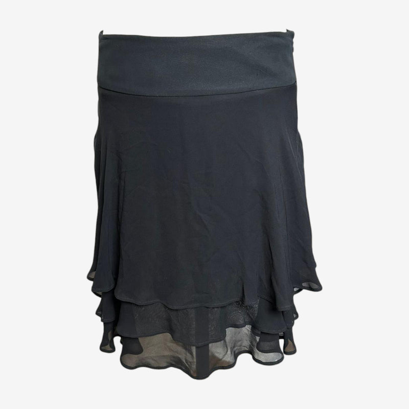 Black silk chiffon tiered skirt by Dolce & Gabbana, cascading ruffled layers
