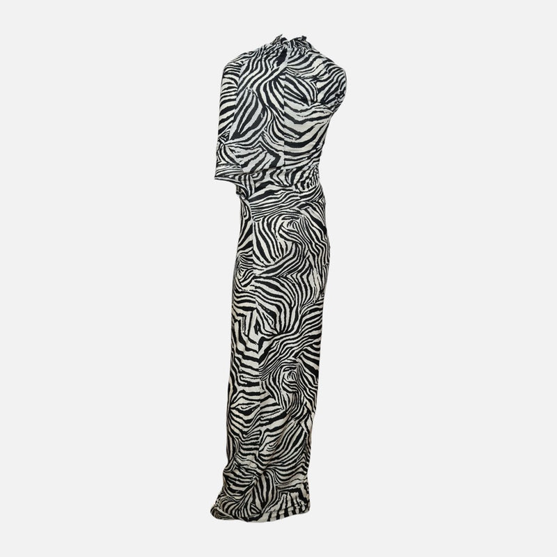 Junya Watanabe F/W 2008 Comme Des Garçons Black And White Zebra-Print Asymmetric Jersey Gown