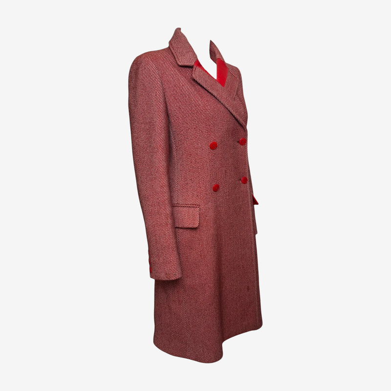 Miu Miu F/W 2000 Red Diagonal-Stripe Double-Breasted Midi Coat