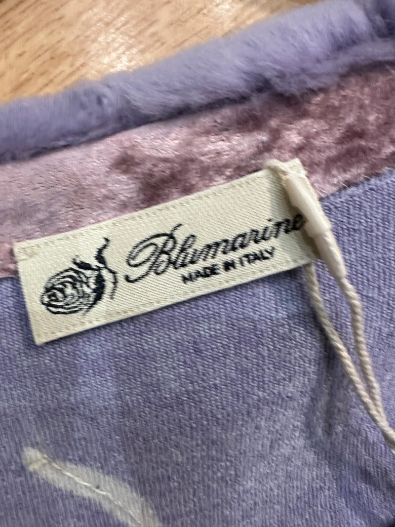 Purple wool cardigan by Blumarine, button-front closure with fur collar trim